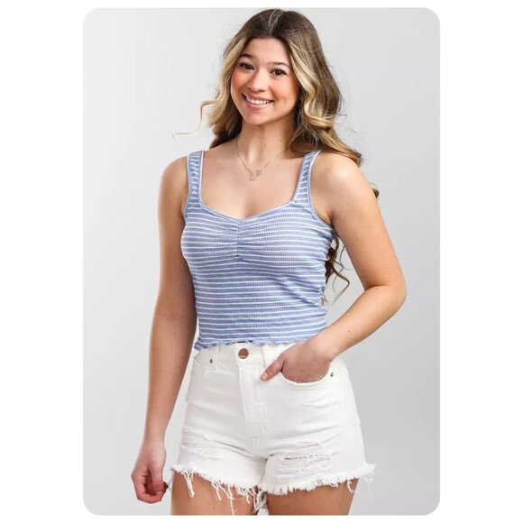 !! NWT Billabong Searching For Sun Blue White Stripe Tank Top sz L - Picture 4 of 9